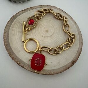 Gold & Red Elegant Chucky Statement Bracelets - Old Money Aesthetic Bracelets